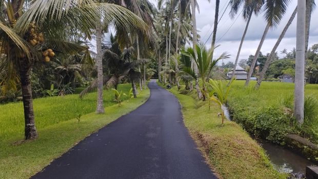 Jalan Menuju Air Terjun Tibumana Jalan menuju objek wisata Air Terjun Tibumana, Bangli, Bali, Sabtu (15/11/2025). Akses tersebut kerap menjadi spot foto wisatawan.