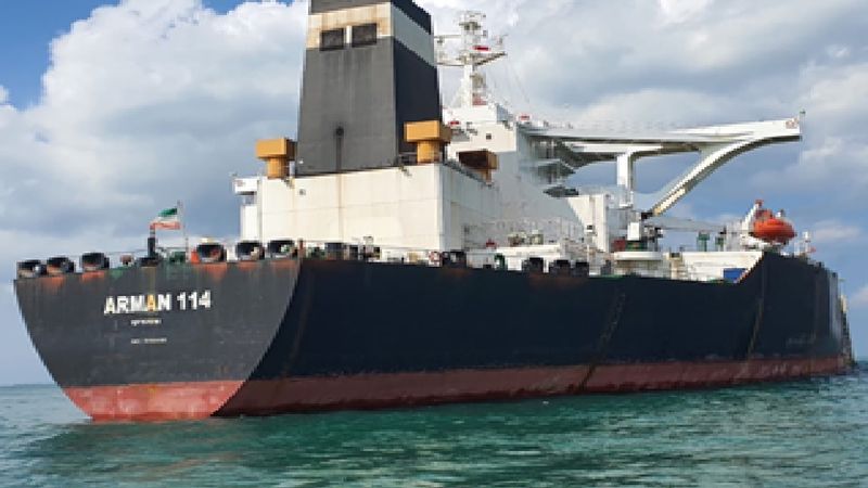 Kapal MT Arman 114 yang beberapa waktu lalu diamankan oleh Bakamla RI di perairan Natuna, Kepulauan Riau (Kepri).(dok. Istimewa)