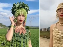 Kreatif! Konten Kreator Ini Bikin Gaun Mewah dari Kulit Kacang dan Jagung