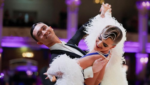 Competitors perform during the British National Dance Championships, marking its 50th anniversary, at the Winter Gardens in Blackpool, Britain, November 21, 2025. REUTERS/Temilade Adelaja