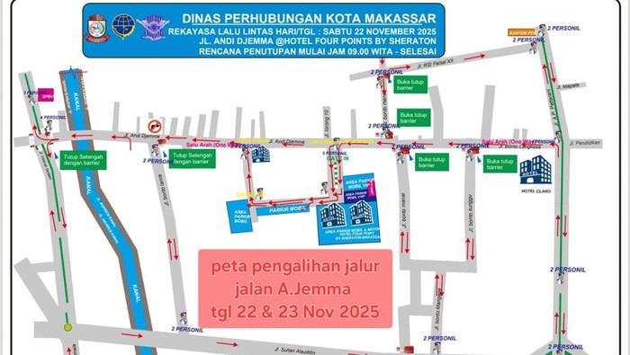 Rekaya lalu lintas di Jalan Andi Djemma, Kota Makassar, saat anak Ilham Arief Sirajuddin (IAS) dan Almarhum Ichsan Yasin Limpo (IYL) melangsungkan pesta pernikahan.