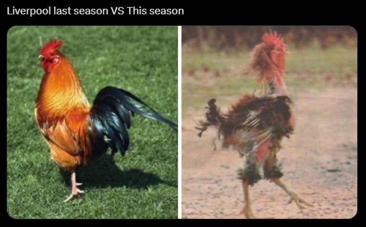 Meme Liverpool Terpuruk di Liga Inggris 2025