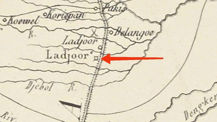 Peta Stuers 1831 tentang lokasi perang Delanggu.