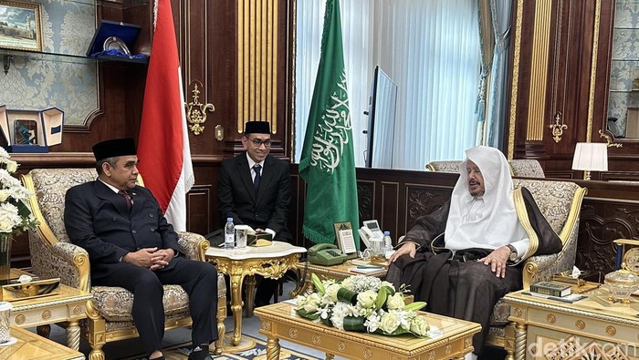 Ketua MPR RI Ahmad Muzani bertemu Ketua Majelis Syura Arab Saudi untuk membahas kerja sama bilateral. (Isal Mawardi/detikcom)