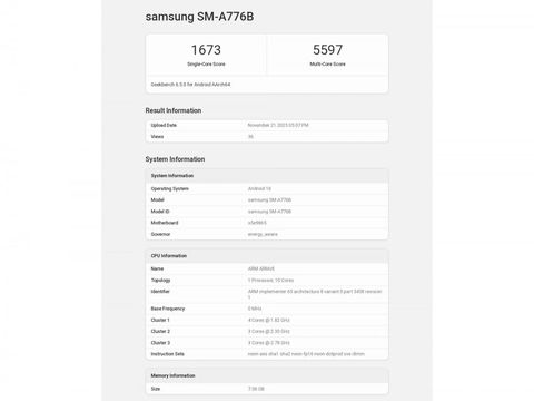 Samsung Galaxy A77 muncul di Geekbench