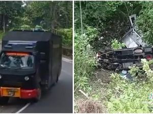 Mobil Randurlap Brimob Masuk Jurang di Lampung Sedalam 30 Meter
