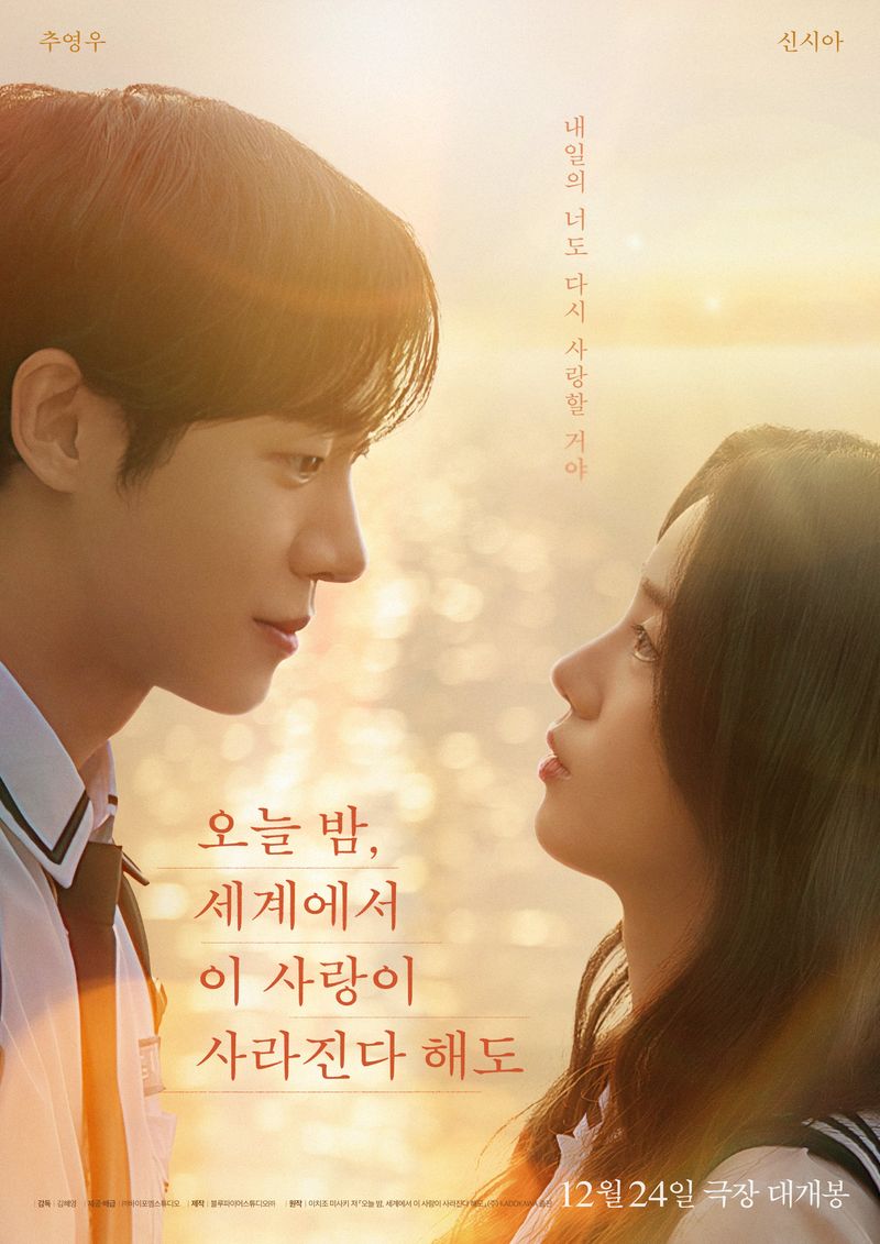 Poster film Korea Selatan terbaru 2025 Even If This Love Disappears from the World Tonight diperankan Choo Young Woo dan Shin Si Ah.
