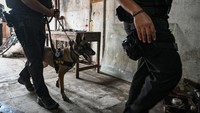 Penggerebekan melibatkan personel dari Badan Narkotika Nasional (BNN), Puspom TNI AD, dan Bareskrim Polri, lengkap dengan dukungan anjing pelacak K9 untuk menelusuri gang-gang sempit dan sejumlah rumah yang telah dipetakan sebelumnya. ANTARA FOTO/Fauzan