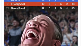 Everton pun bisa berada di atas musuh bebuyutannya, Liverpool. Foto: X.com