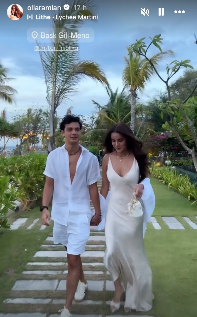 Kedekatan Olla Ramlan dan Tristan Molina belakangan memang tengah di sorot. Baru-baru ini Olla kembali memamerkan foto-foto mesranya saat liburan bareng Tristan ke Gili Meno. Foto: Instagram/@ollaramlan