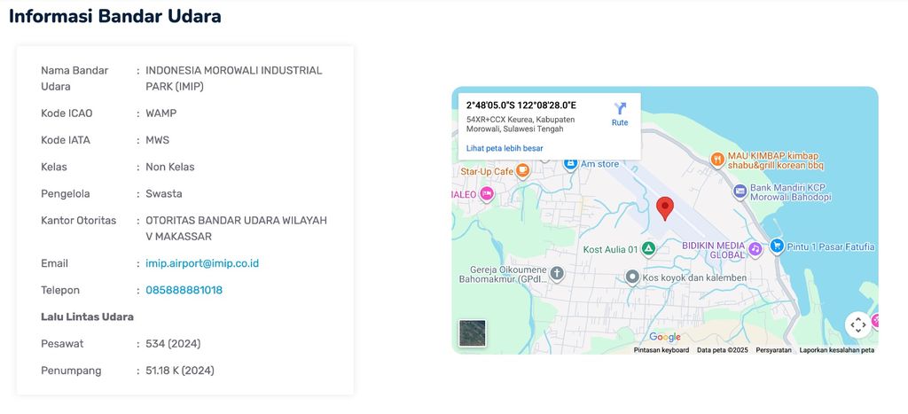 Informasi Bandar Udara Indonesia Morowali. (Dok. Ditjen Hubud, Kemenhub)