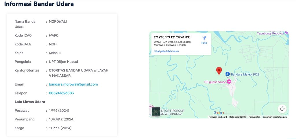 Informasi Bandar Udara Indonesia Morowali Industrial Park (IMIP). (Dok. Ditjen Hubud, Kemenhub)