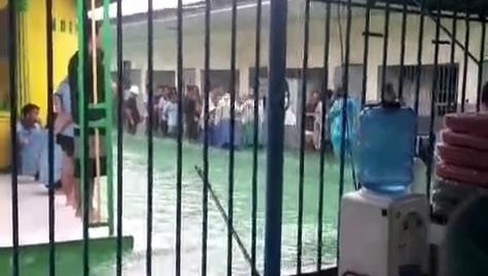 Keterangan foto: Rutan Kelas IIB Tanjung Pura di Kabupaten Langkat terendam banjir (Tangkapan layar)