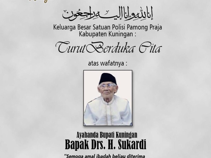 Ayahanda Bupati Kuningan, Dian Rachmat Yanuar, yakni Sukardi, meninggal dunia