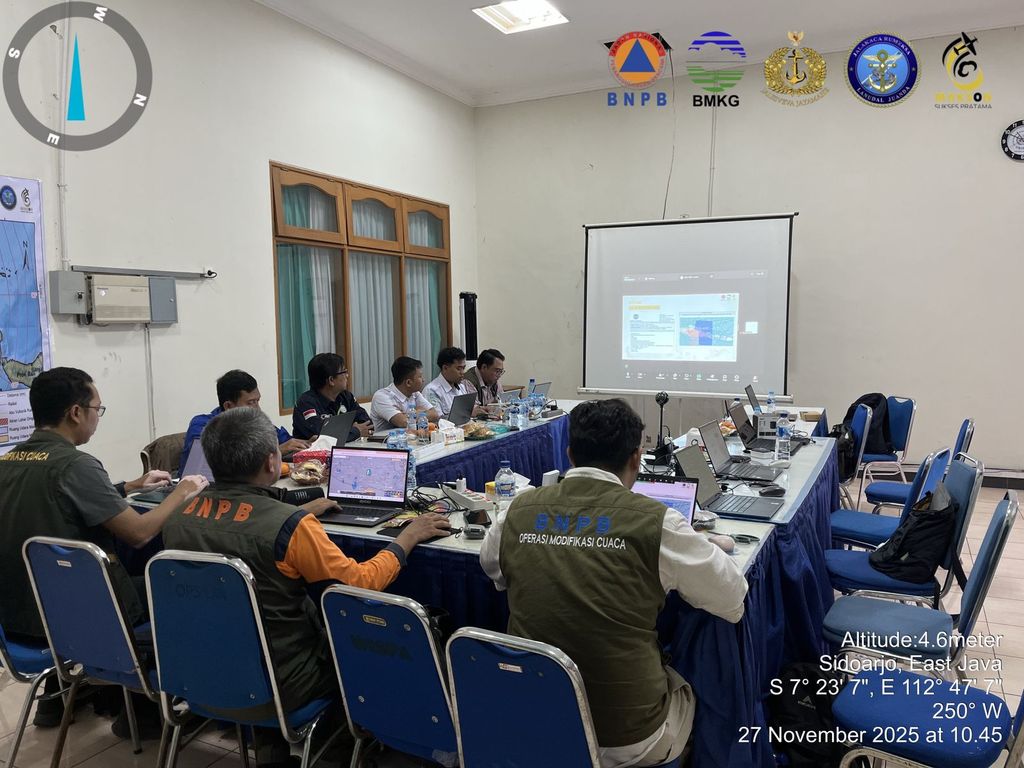 BMKG dan BNPB Gelar OMC Antisipasi Banjir Lahar Dingin Pasca Erupsi Gunung Semeru mulai 26 November 2025. (Dok. BMKG)