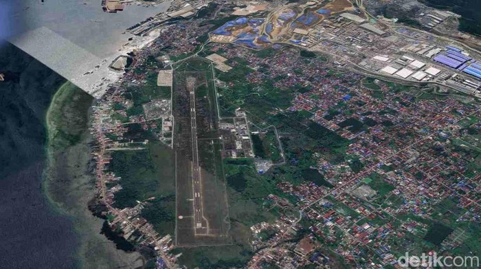 Citra satelit Bandara Khusus IMIP di Morowali