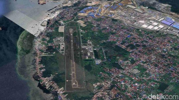Citra satelit Bandara Khusus IMIP di Morowali