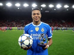 Ini adalah kali kedua Mbappe bikin tiga gol atau lebih di Liga Champions 2025/2026. Sebelumnya ia bikin hat-trick melawan Kairat di bulan September. Foto: UEFA via Getty Images/Alex Pantling - UEFA
