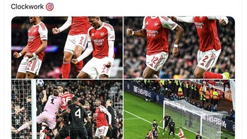 Set piece Arsenal kembali memakan korban. Foto: X.com