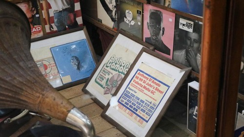 Exterior and shop window of D'Amato Records, founded in 1885 by Italian immigrant Giovanni D'Amato and, according to the current owner, is the world's oldest record shop, in Valletta, Malta, October 17, 2025. REUTERS/Valeria Thomas