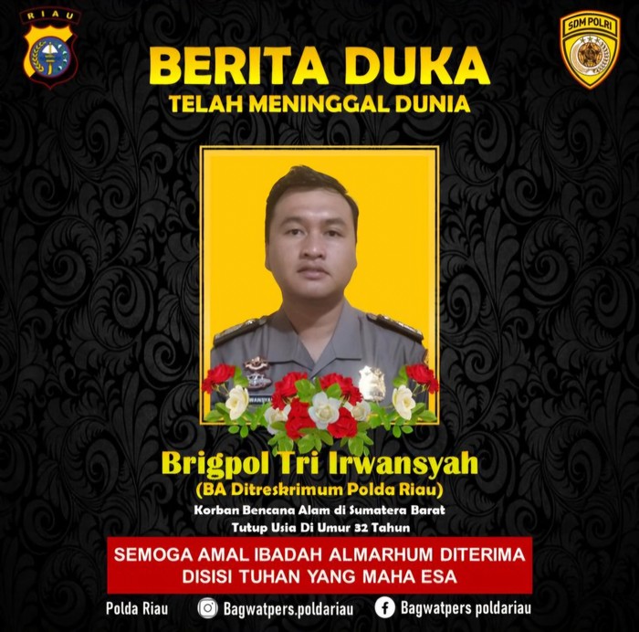 Kabar duka personel Polda Riau. (Istimewa)