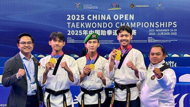Tim Taekwondo Indonesia yang tampil di China Open Taekwondo Championship 2025