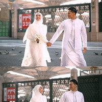 Meskipun bersifat privat dan tanpa undangan terbuka, beberapa sahabat dan rekan selebritas kebetulan sedang berada di Madinah ikut hadir sebagai saksi. Di antara mereka, seperti Dinda Hauw dan Haviza Devi ambil bagian sebagai bridesmaid. (Foto: dok instagram Dara Arafah)