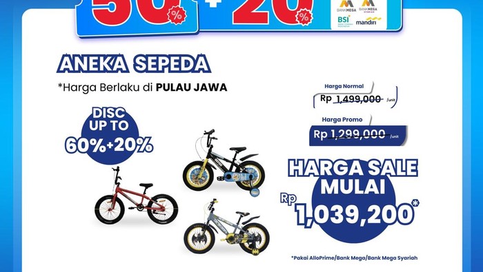 Sepeda Banting Harga di Transmart Full Day Sale, Cuma Sejutaan!