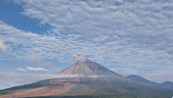 Gunung Semeru kembali erupsi Senin (1/12) pagi ini.