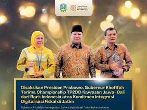 Khofifah Terima Penghargaan TP2DD dari BI Disaksikan Presiden Prabowo