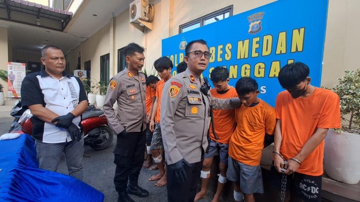 Polsek Sunggal saat merilis kasus kompolotan begal. (Foto: dok. Polsek Sunggal)