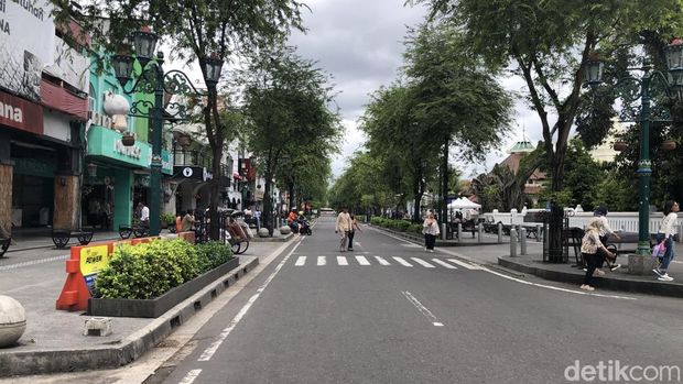 Suasana Malioboro Suasana uji coba full pedestrian di Malioboro, Senin (1/12).