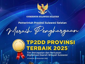 Pemprov Sulsel Raih Penghargaan TP2DD Terbaik 2025 dari Kemenko Perekonomian