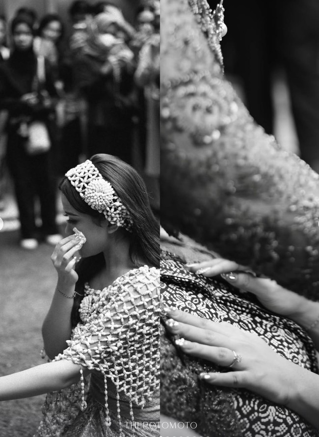 Suasana berubah haru saat Jodie meminta restu dari orangtuanya sebelum menikah. Terlihat Jodie sampai tak sanggup menahan air matanya. Foto: Instagram/@brisiajodie96