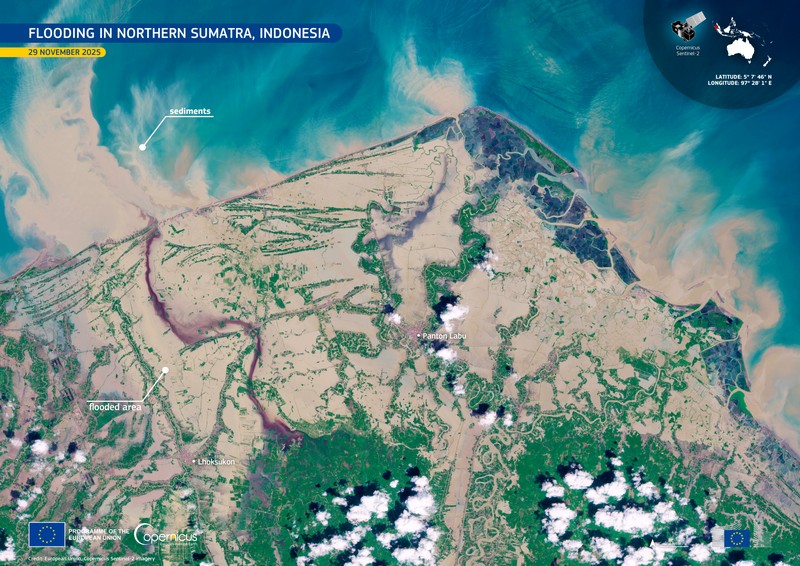 Foto Sebelum dan Sesudah Bencana Banjir Aceh dari Citra Satelit