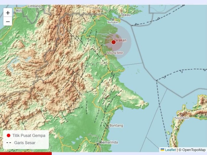 Gempa bumi di Tarakan pada November 2025.