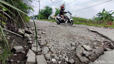 Duh! Jalan di Sidoarjo Ini Penuh Lubang
