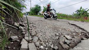 Duh! Jalan di Sidoarjo Ini Penuh Lubang