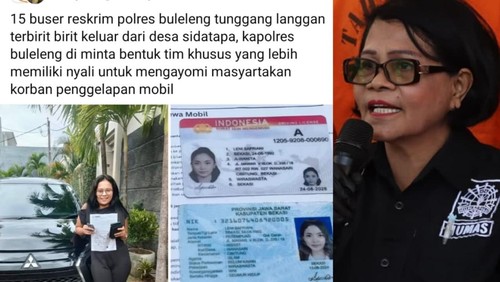 Unggahan Facebook yang diduga menuding Buser Polres Buleleng kabur dari Desa Sidatapa saat menangani kasus dugaan penggelapan mobil.