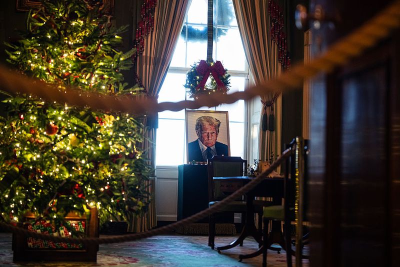 UNITED STATES - DECEMBER 1: A replica of the Yellow Oval Room is seen in the Gingerbread House during the advance tour of First Lady Melania Trump's 2025 White House Christmas decorations with the theme 