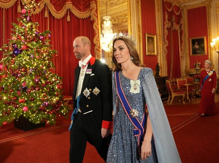 Pangeran William dan Kate Middleton di jamuan kenegaraan menyambut Presiden Jerman Frank-Walter Steinmeier di Kastil Windsor, Inggris