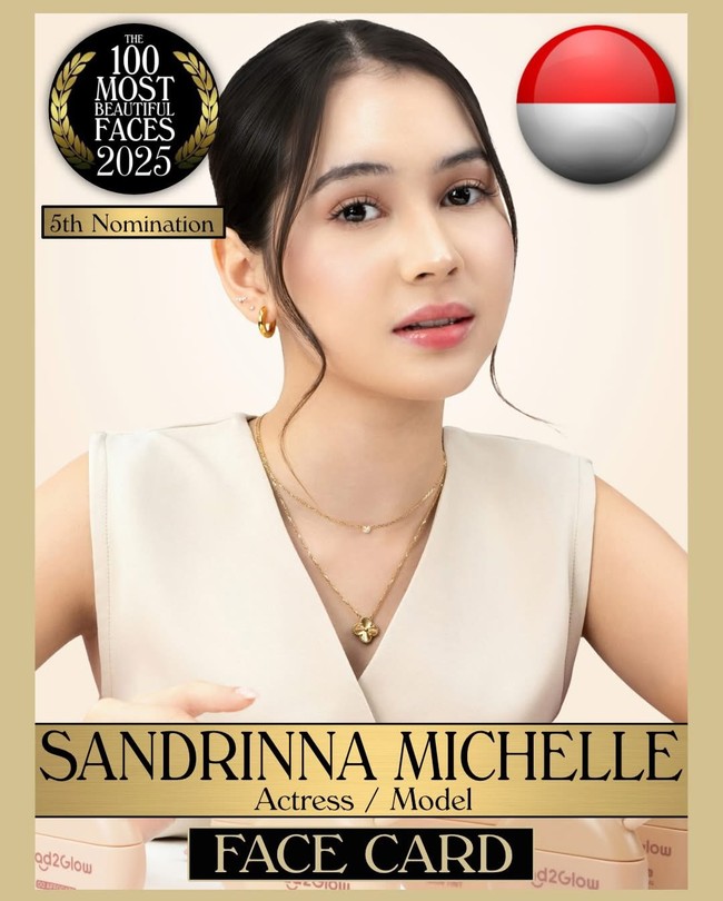 Sandrina Michelle menjadi langganan daftar wanita tercantik. Dalam TC Candler 100 Most Beautidul Faces, aktris 18 tahun ini sudah dinominasikan lima kali.Foto: Instagram @tccandler