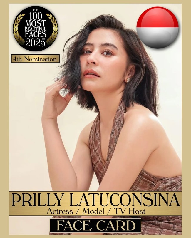 Prilly Latuconsina juga sering dinominasikan TC Candler karena face card-nya. Tahun ini ia sudah empat kali masuk daftar. Foto: Instagram @tccandler