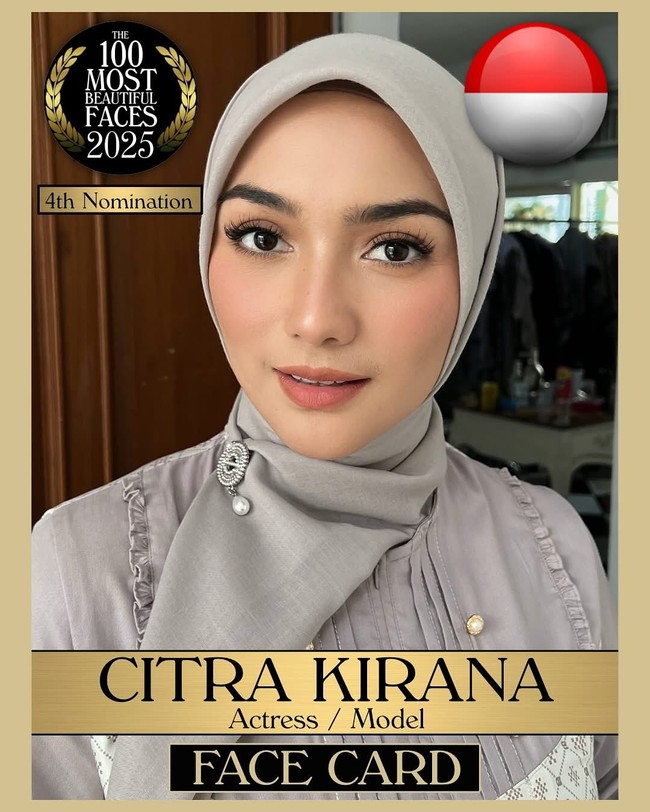 Citra Kirana menjadi satu dari beberapa wanita berhijab yang masuk nominasi TC Candler tahun ini. Pesinetron itu sejak dulu memang dikenal dengan parasnya yang ayu. Foto: Instagram @tccandler