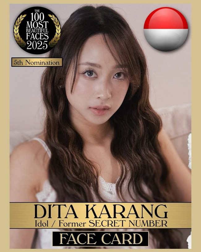 Sejak jadi idol KPop, popularitas Dita Karang pun menanjak. Sejak debut, ia sudah lima kali dinominasikan dalam daftar wanita tercantik.  Foto: Instagram @tccandler