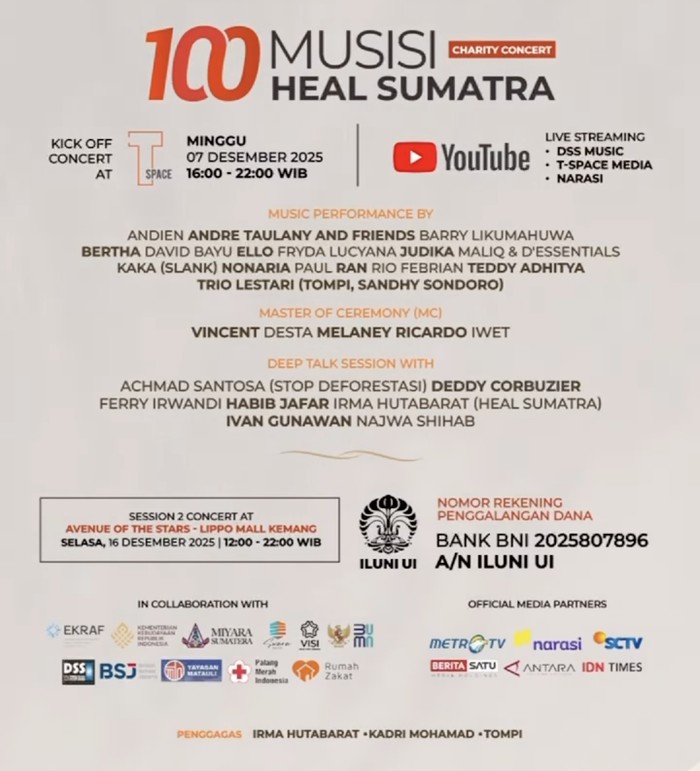 100 Musisi Heal Sumatra Charity Concert