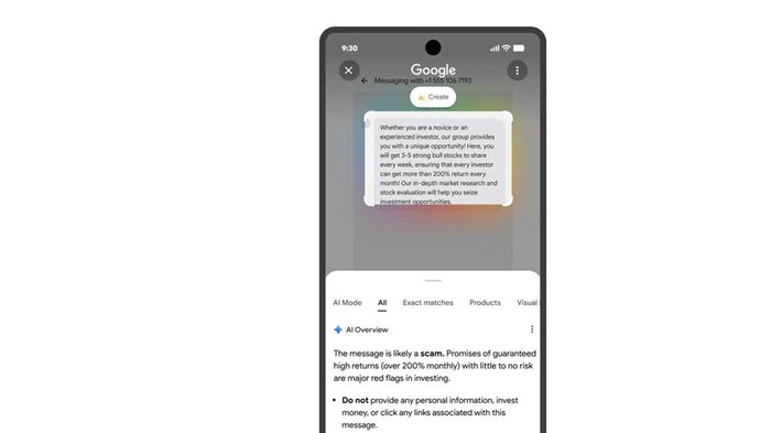 Circle to Search Bisa Deteksi SMS Penipuan di HP Android