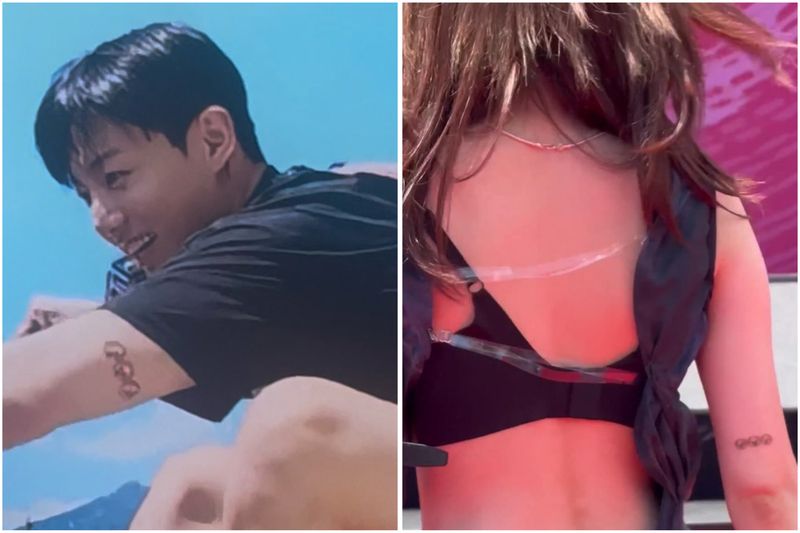 Jungkook BTS dan Winter aespa disorot memiliki tato yang sama pada bagian lengannya.
