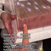 Pernikahan Viral Serba 9, Mahar Emas 99 Gram Hingga Uang Jujuran Rp 99,9 Juta