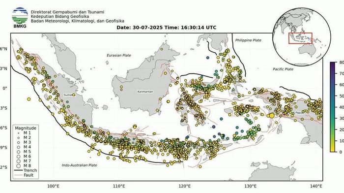 Peta Gempa Nasional per Juli 2025.